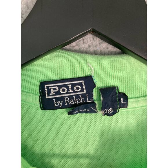 Polo Ralph Lauren Men's Vintage Polo Shirt L Kiwi Lime Green Short Sleeve - Picture 4 of 11